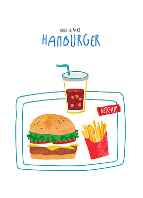 클립아트 아이콘 음식 쟁반 사람없음 감자튀김 햄버거 케첩 콜라 2D아이콘 AI파일 감자 패스트푸드 튀김 소스_음식 탄산음료 파일형식 벡터