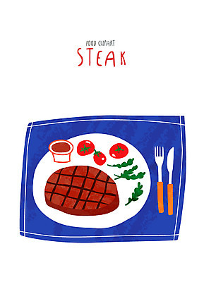 클립아트 아이콘 음식 포크 방울토마토 스테이크 요리 사람없음 나이프 2D아이콘 AI파일 식기 토마토 서양음식 칼 파일형식 벡터