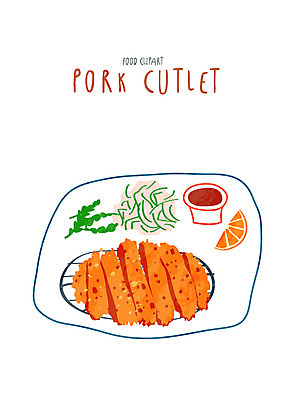 클립아트 아이콘 음식 요리 사람없음 돈가스 2D아이콘 AI파일 커틀릿 파일형식 벡터