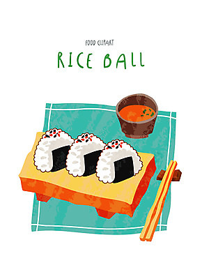 클립아트 아이콘 음식 젓가락 요리 사람없음 주먹밥 장국 2D아이콘 AI파일 밥 수저 국 파일형식 벡터