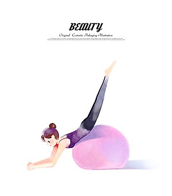 전신 클립아트 PSD 여자 일러스트 요가 수채화 한명 성인 뷰티 요가자세 짐볼 다리들기 국내일러스트 1 웰빙 포즈 모션 사람 파일형식