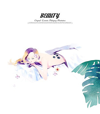 클립아트 PSD 여자 꽃잎 엎드리기 일러스트 나뭇잎 수채화 한명 성인 뷰티 스파 스톤마사지 국내일러스트 1 꽃 잎 모션 사람 마사지 파일형식