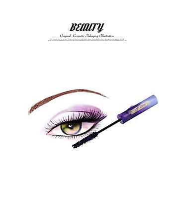 클립아트 PSD 여자 일러스트 수채화 한명 성인 뷰티 화장품 마스카라 눈화장 눈모양 국내일러스트 모양 1 사람 화장 파일형식