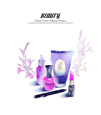 클립아트 PSD 일러스트 수채화 사람없음 뷰티 화장품 립스틱 매니큐어 기초화장 아이라이너 국내일러스트 화장 파일형식