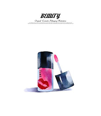 클립아트 PSD 일러스트 수채화 사람없음 뷰티 화장품 립메이크업 립틴트 국내일러스트 화장 파일형식