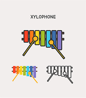 클립아트 아이콘 문화 악기 사람없음 실로폰 실로폰채 2D아이콘 AI파일 음악 타악기 파일형식 벡터