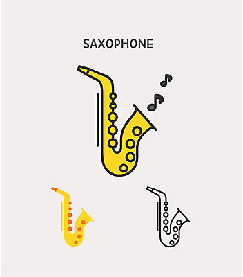 클립아트 아이콘 악기 음표 사람없음 색소폰 2D아이콘 AI파일 기호 음악 목관악기 파일형식 벡터