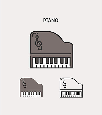 클립아트 아이콘 문화 악기 사람없음 건반 피아노 높은음자리표 그랜드피아노 2D아이콘 AI파일 음악 음표 건반악기 파일형식 벡터