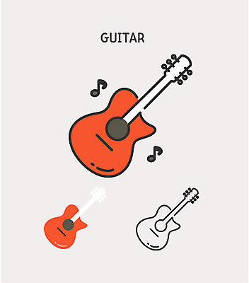 클립아트 아이콘 악기 음표 사람없음 기타 2D아이콘 AI파일 기호 음악 현악기 파일형식 벡터