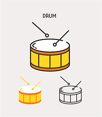 클립아트 아이콘 문화 악기 사람없음 북 드럼 북채 드럼스틱 2D아이콘 AI파일 음악 타악기 파일형식 벡터