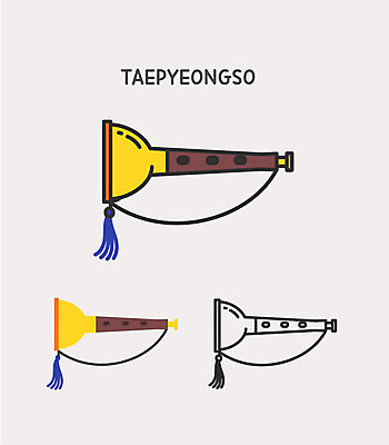 클립아트 아이콘 악기 국악기 사람없음 태평소 2D아이콘 AI파일 음악 국악 관악기 파일형식 벡터