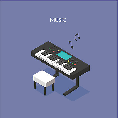 클립아트 아이콘 악기 음표 사람없음 건반 피아노 아이소메트릭 2D아이콘 AI파일 기호 음악 건반악기 파일형식 벡터
