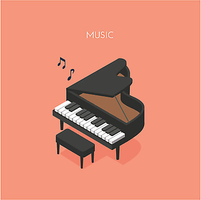 클립아트 아이콘 악기 음표 사람없음 건반 피아노 그랜드피아노 아이소메트릭 2D아이콘 AI파일 기호 음악 건반악기 파일형식 벡터