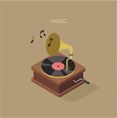 클립아트 아이콘 악기 음표 사람없음 축음기 아이소메트릭 2D아이콘 AI파일 기호 음악 음향기기 골동품 파일형식 벡터