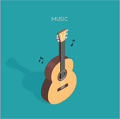 클립아트 아이콘 악기 음표 사람없음 기타 아이소메트릭 2D아이콘 AI파일 기호 음악 현악기 파일형식 벡터
