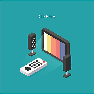 클립아트 아이콘 사람없음 텔레비전 스피커 리모컨 영화 아이소메트릭 2D아이콘 AI파일 음향기기 문화예술 전자제품 파일형식 벡터
