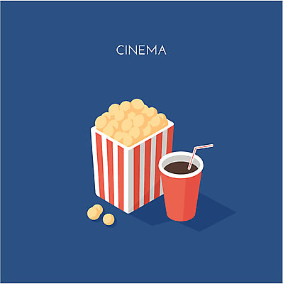 클립아트 아이콘 사람없음 영화 콜라 팝콘 아이소메트릭 2D아이콘 AI파일 문화예술 탄산음료 파일형식 벡터