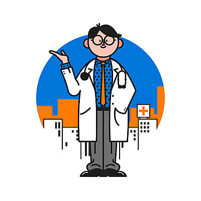전신 클립아트 아이콘 남자 의학 청진기 병원 한명 성인 의사 의사가운 2D아이콘 AI파일 1 의료기기 사람 의료진 가운 파일형식 벡터