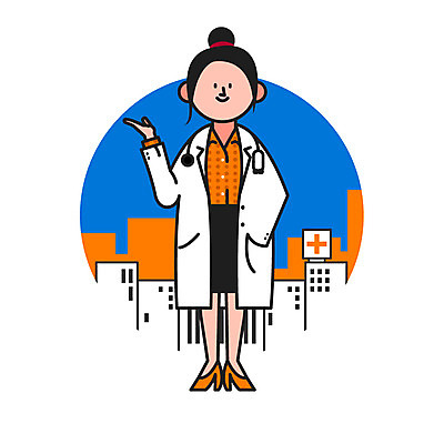 전신 클립아트 아이콘 여자 의학 청진기 병원 한명 성인 의사 의사가운 2D아이콘 AI파일 1 의료기기 사람 의료진 가운 파일형식 벡터