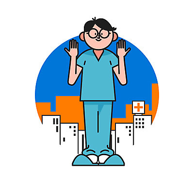 전신 클립아트 아이콘 남자 의학 병원 한명 성인 의사 수술복 2D아이콘 AI파일 1 사람 의료진 가운 파일형식 벡터