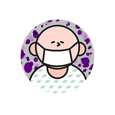 클립아트 아이콘 남자 의학 마스크 한명 성인 환자 환자복 백혈병 2D아이콘 AI파일 1 옷 사람 질병 파일형식 벡터