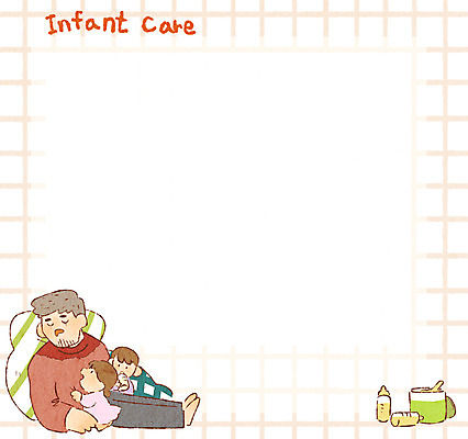 PSD 여자 남자 어린이 일러스트 가족 성인 세명 아기용품 육아 아기 잠 젖병 프레임일러스트 국내일러스트 관계 프레임 사람 오브젝트 파일형식