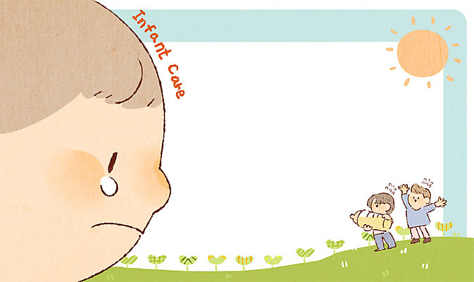 PSD 여자 남자 어린이 일러스트 가족 성인 세명 태양 육아 아기 젖병 눈물 프레임일러스트 국내일러스트 자연요소 감정 관계 프레임 사람 아기용품 파일형식