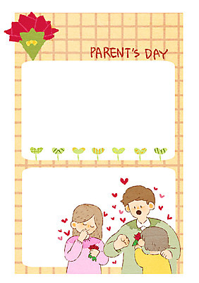 PSD 여자 남자 어린이 일러스트 가족 성인 세명 어버이날 카네이션 프레임일러스트 국내일러스트 기념일 꽃 관계 프레임 사람 파일형식