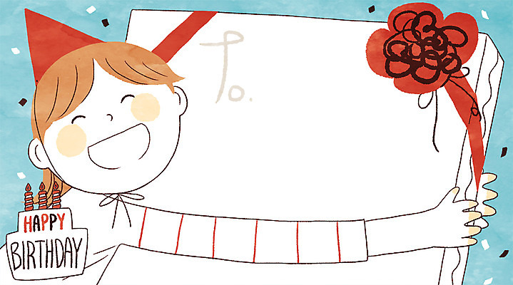 PSD 여자 어린이 일러스트 프레임 한명 고깔모자 생일파티 생일 생일케이크 생일축하 생일선물 생일카드 생일초 국내일러스트 모자_잡화 1 기념일 초 카드_감사 선물 사람 케이크 축하 파일형식