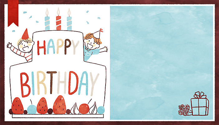 PSD 여자 남자 어린이 일러스트 프레임 두명 고깔모자 생일파티 생일 생일케이크 생일축하 생일선물 생일카드 생일초 국내일러스트 모자_잡화 기념일 초 카드_감사 선물 사람 케이크 축하 파일형식