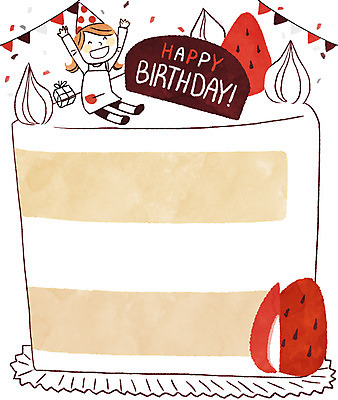 PSD 여자 어린이 일러스트 딸기 프레임 한명 고깔모자 생일파티 생일 생일케이크 생일축하 생일선물 생일카드 국내일러스트 모자_잡화 1 기념일 과일 카드_감사 선물 사람 케이크 축하 파일형식