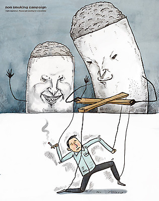 PSD 남자 캠페인 일러스트 흡연 담배 한명 성인 금연 마리오네트 마리오네트인형 국내일러스트 1 인형 사람 사회이슈 파일형식