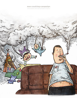 PSD 여자 남자 어린이 캠페인 일러스트 흡연 담배 텐트 여러명 성인 소파 장난감 아기 금연 담배연기 국내일러스트 다수 의자 캠핑도구 사람 연기 사회이슈 파일형식