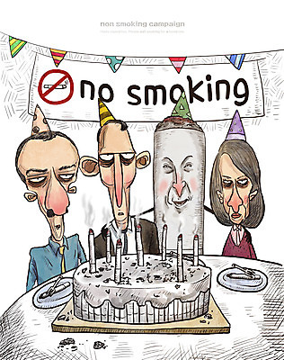 PSD 접시 여자 남자 캠페인 포크 일러스트 흡연 담배 성인 세명 고깔모자 생일파티 생일케이크 담뱃재 금연 가랜드 생일상 국내일러스트 모자_잡화 식기 사람 케이크 생일 사회이슈 파티용품 파일형식