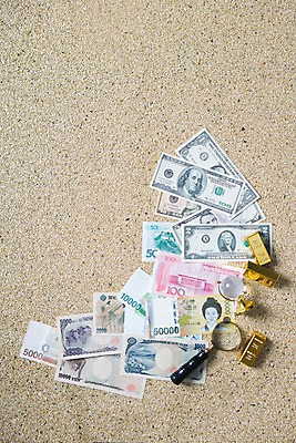 포토 JPG 백그라운드 지폐 비즈니스 사람없음 경제 지구본 달러 원화 엔 외화 금괴 국내포토 돈 금융 황금 파일형식