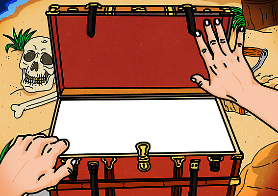 PSD 일러스트 해골 한명 신체부위 모래사장 공백 보물상자 배경삽화 보물섬 1인칭시점 국내일러스트 1 시선 바다 섬 뼈 사람 파일형식