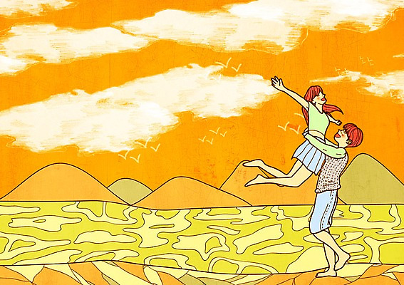 주간 PSD 커플 여자 남자 데이트 일러스트 산 사랑 야외 두명 강 일몰 들어올리기 국내일러스트 자연요소 감정 관계 모션 사람 노을 파일형식