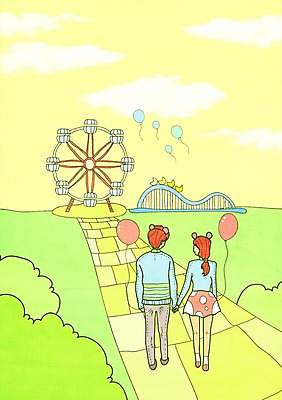 주간 PSD 커플 여자 남자 데이트 일러스트 사랑 야외 두명 손잡기 놀이공원 머리띠 대관람차 풍선 롤러코스터 국내일러스트 자연요소 감정 장신구 관계 모션 사람 테마파크 놀이기구 파일형식