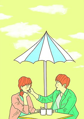 주간 PSD 구름 커플 여자 남자 데이트 일러스트 티타임 사랑 야외 두명 컵 파라솔 국내일러스트 자연요소 식기 감정 관계 휴식 사람 파일형식