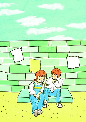 주간 PSD 구름 커플 여자 남자 데이트 일러스트 아이스크림 사랑 야외 두명 벽돌담 국내일러스트 자연요소 감정 관계 벽돌 디저트 사람 담장 파일형식