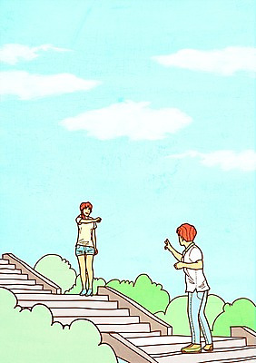 주간 PSD 커플 여자 남자 데이트 일러스트 사랑 야외 두명 계단 가위바위보 국내일러스트 자연요소 감정 관계 놀이 사람 파일형식