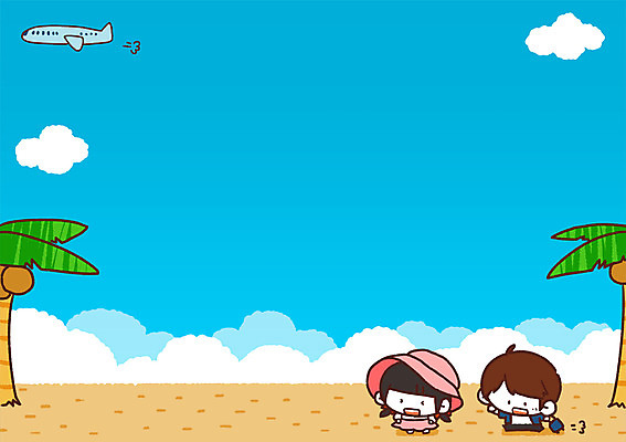 PSD 구름 여자 남자 어린이 일러스트 비행기 두명 여름휴가 바캉스 야자수 국내일러스트 자연요소 나무 항공교통 휴가 대중교통 사람 파일형식 여름_계절
