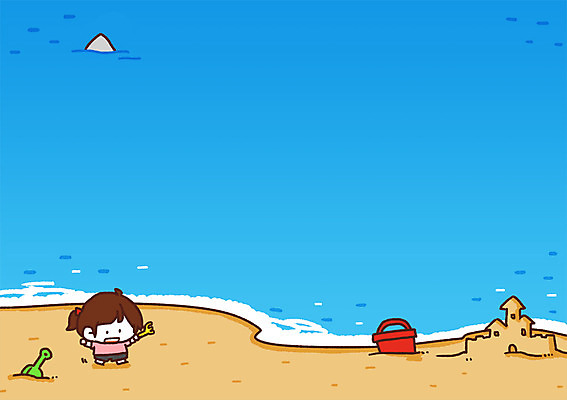 PSD 여자 어린이 바다 일러스트 한명 여름휴가 바캉스 바구니 삽 모래성 국내일러스트 1 모래 휴가 사람 파일형식 여름_계절