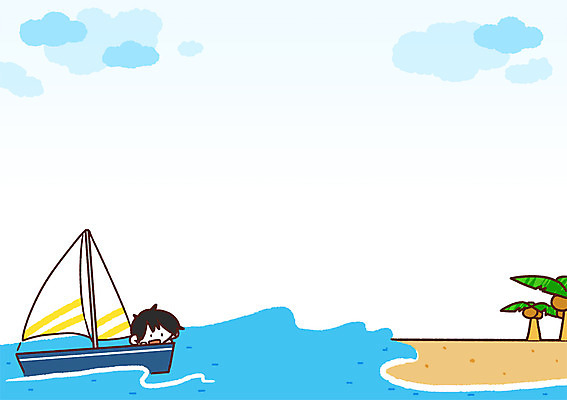 PSD 구름 남자 어린이 바다 일러스트 한명 여름휴가 바캉스 야자수 보트 국내일러스트 자연요소 나무 1 배_교통 휴가 사람 파일형식 여름_계절