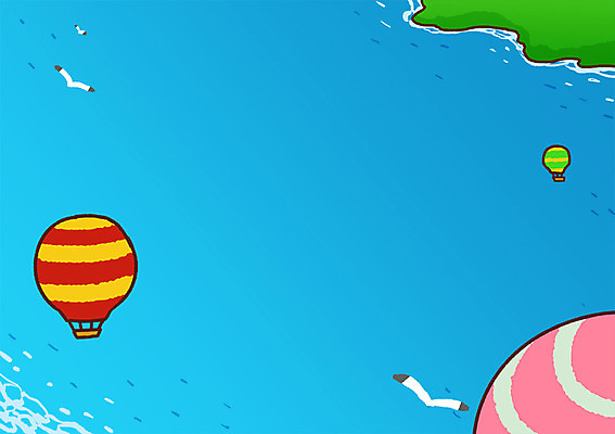 PSD 바다 일러스트 갈매기 사람없음 여름휴가 바캉스 열기구 국내일러스트 항공교통 조류 휴가 파일형식 여름_계절