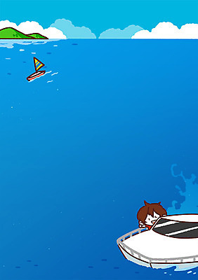 PSD 남자 어린이 바다 섬 일러스트 한명 여름휴가 바캉스 보트 국내일러스트 1 배_교통 휴가 사람 파일형식 여름_계절