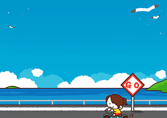 PSD 여자 어린이 바다 일러스트 갈매기 한명 여름휴가 바캉스 자전거 도로표지판 국내일러스트 1 도로 조류 휴가 사람 바이크 표지판 파일형식 여름_계절