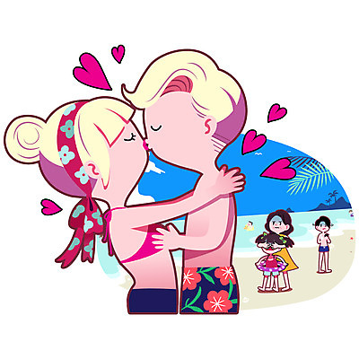주간 여자 남자 수영복 어린이 일러스트 키스 여러명 성인 해변 야외 여름 여름휴가 바캉스 예절 애정행각 국내일러스트 AI파일 자연요소 옷 계절 바다 다수 휴가 사람 애정표현 파일형식 벡터 여름_계절