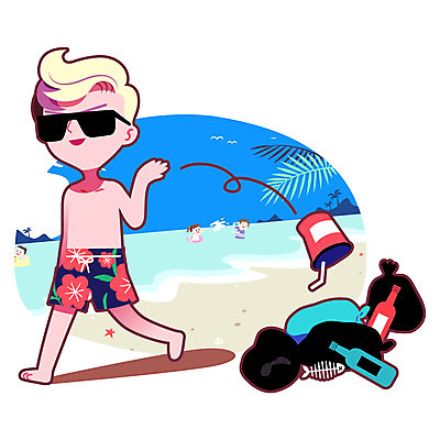 주간 여자 남자 수영복 일러스트 술병 여러명 성인 해변 야외 여름 여름휴가 바캉스 선글라스 예절 쓰레기 버리기 쓰레기더미 국내일러스트 AI파일 자연요소 옷 계절 안경 바다 다수 모션 병_용기 휴가 주류 사람 파일형식 벡터 더미 여름_계절