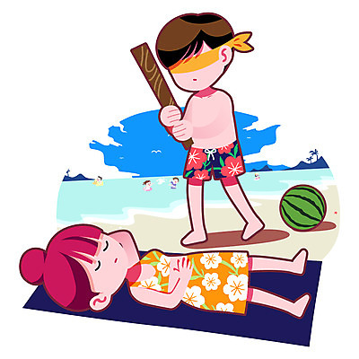 주간 여자 남자 수영복 일러스트 놀이 여름음식 수박 여러명 성인 해변 야외 여름 여름휴가 바캉스 눈가림 예절 막대기 제철음식 제철과일 국내일러스트 AI파일 자연요소 옷 계절 음식 바다 다수 과일 휴가 사람 가림 제철 파일형식 벡터 여름_계절